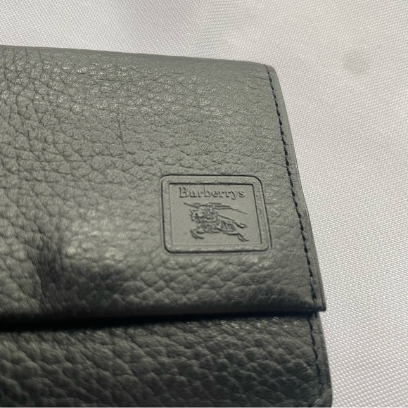 BURBERRYS SMALL COIN CASE POUCH LONDON LEATHER AUTHENTIC VINTAGE BLACK LEATHER - Picture 2 of 7